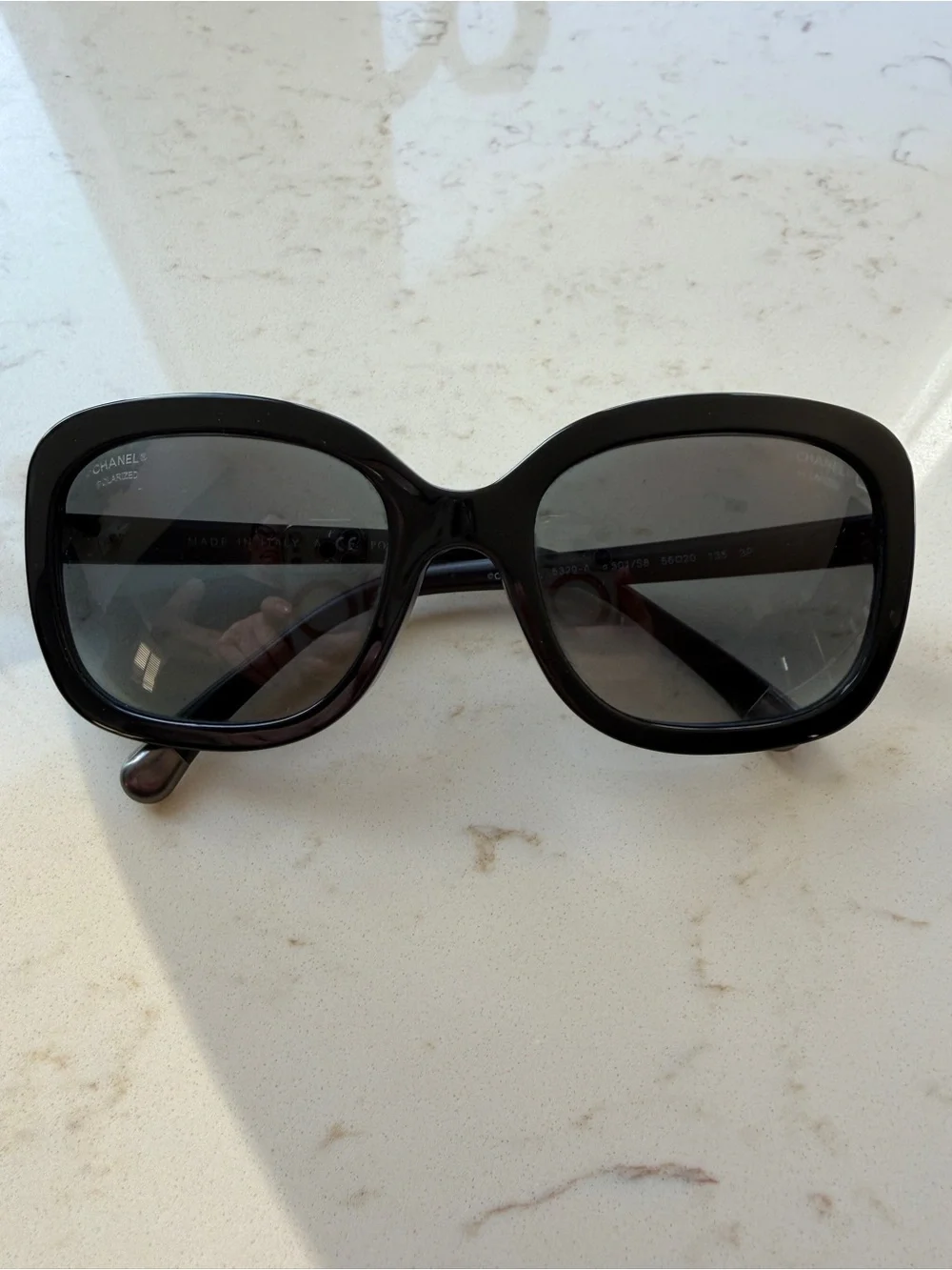 CHANEL Black Chanel Quilted 5329 Polarized Sunglasses